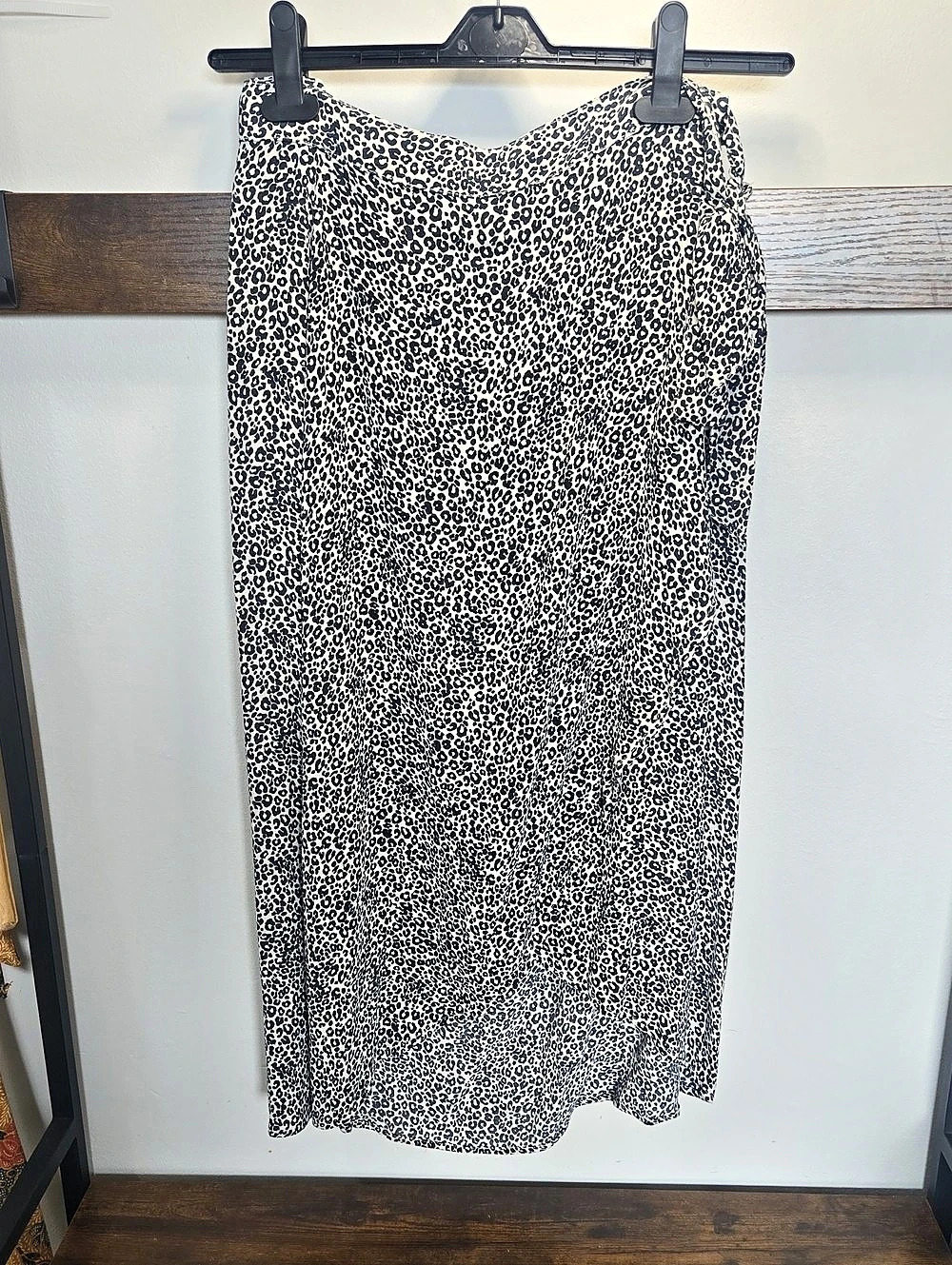 Leopard Print Wrap Midi Skirt